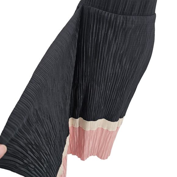 Alfani Womans size PS Asymmetric Pleated ColorBlock Midi Skirt Artsy Black NEW - Picture 3 of 8